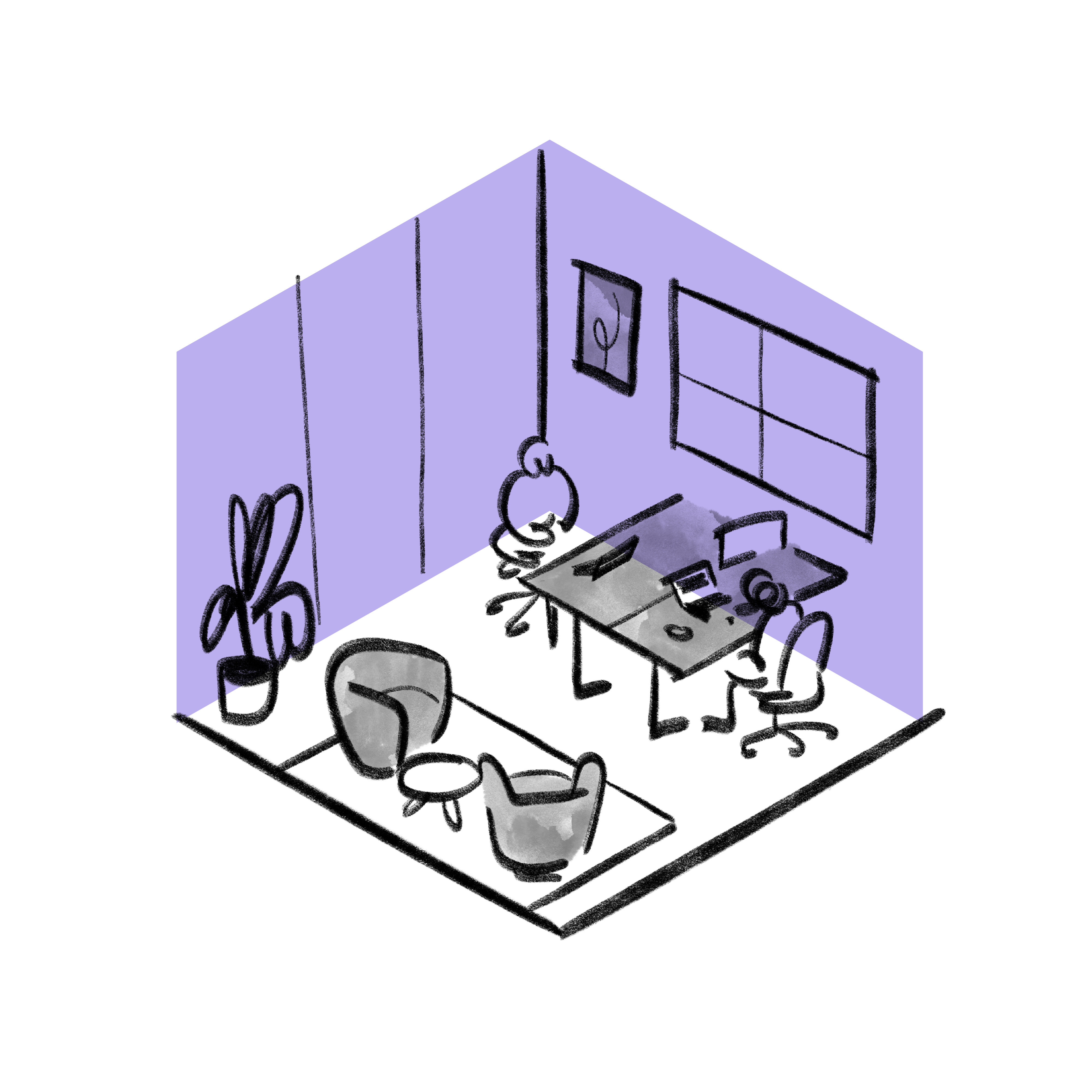 Arbeitsbereich-privates Büro-RGB-violett